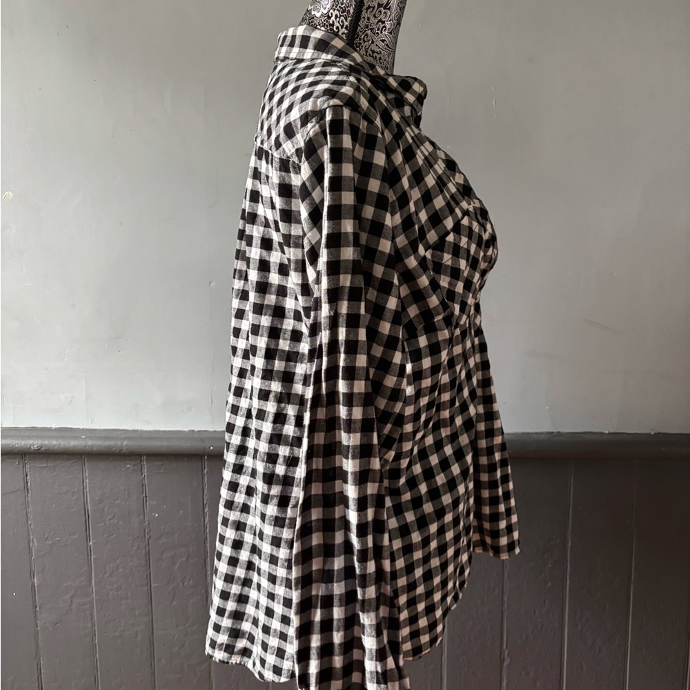 Croft & Barrow Gingham Check Half Button Down Shirt - Picture 2 of 5